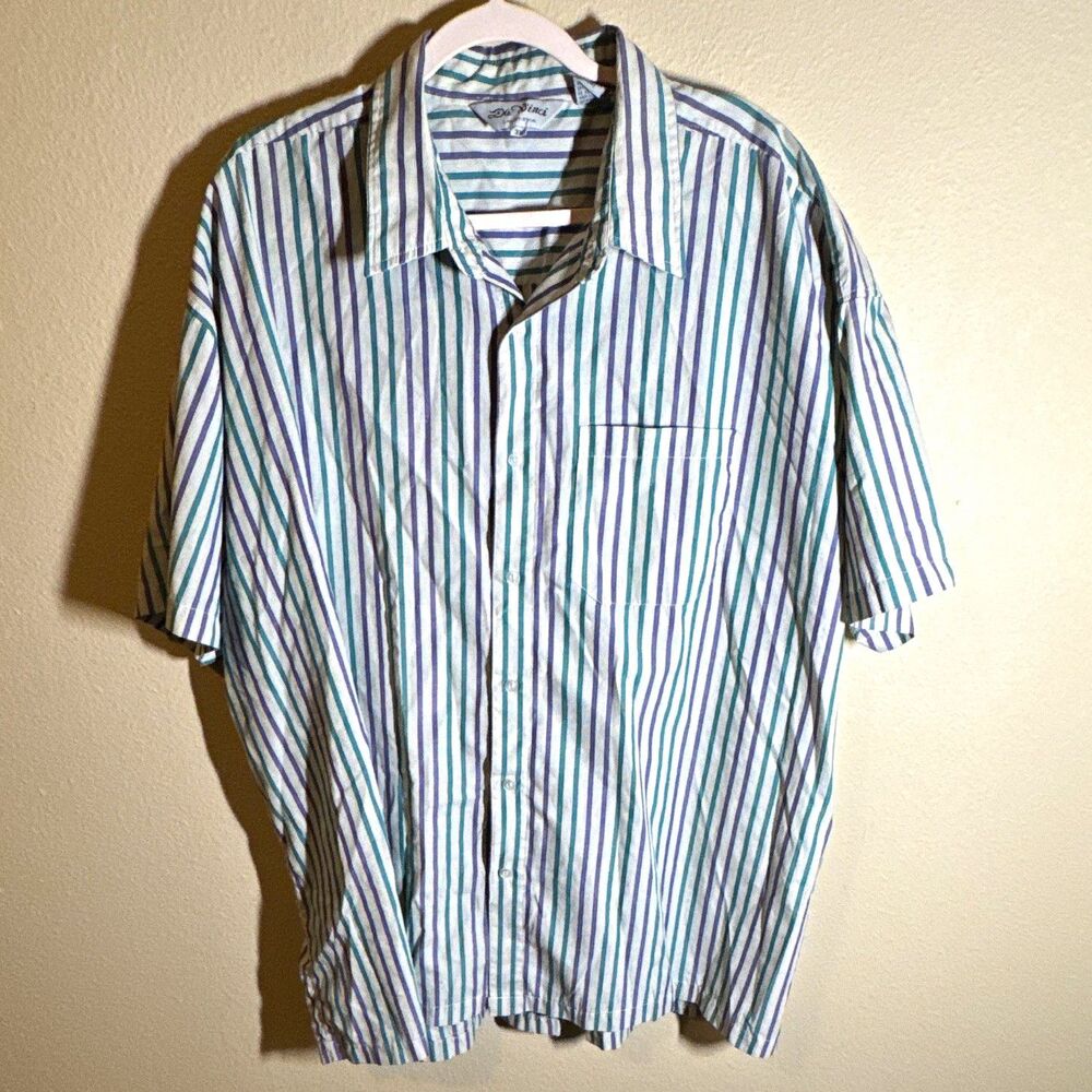 Da Vinci Men’s Casual Short Sleeve Button-Up Shirt 3X Multicolor Striped